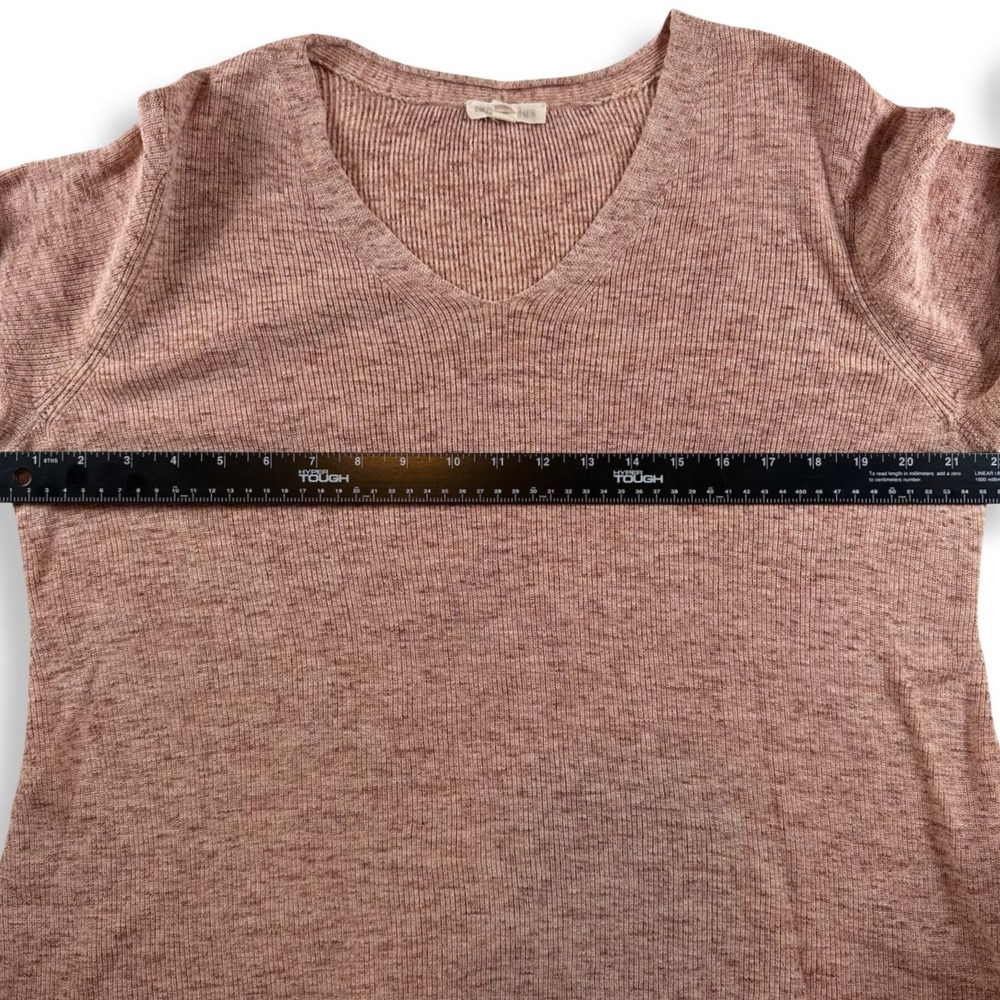Eileen Fisher Organic Cotton Ribbed V-Neck Bell Sleeve Sweater Pink F18ORQ M - Picture 4 of 7